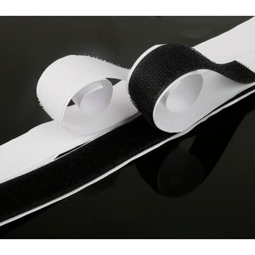 16/20/25/30mm 1M White Black Magic Tap Self Adhesive Hook Loop Fastener Nylon Sticker Disks Tape Sewing with Glue High Quality