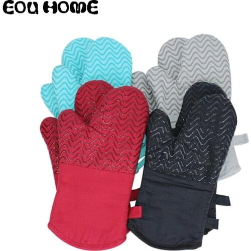 1pce Cotton Silica Gel Microwave Oven Mitts Heat Insulation Heat Resistance High Temperature Gloves Baking Oven Anti-slip Gloves