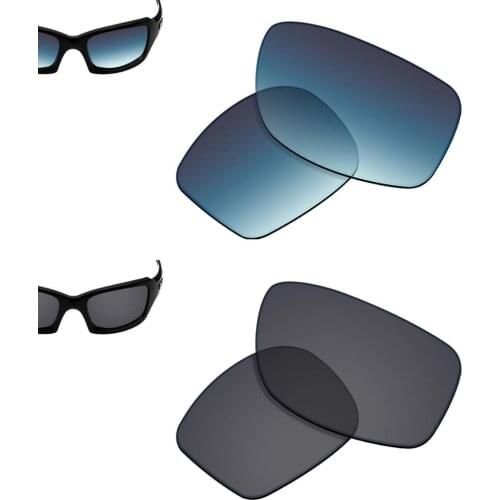 SmartVLT 2 Pairs Polarized Sunglasses Replacement Lenses for Oakley Fives Squared-Blue Gradient and Solid Black