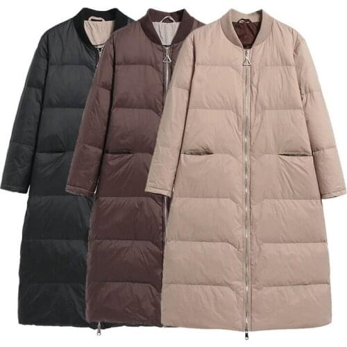 2021 Korean Winter Down Jackets Womens Solid color Long Parkas Warm Winter Coats Female Plus Size Overcoats