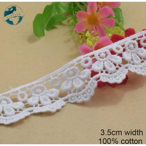 5yards 3.5cmwide white cotton embroidery lace ribbon trim DIY wedding lace garment Accessories african dolls lace applique#3206