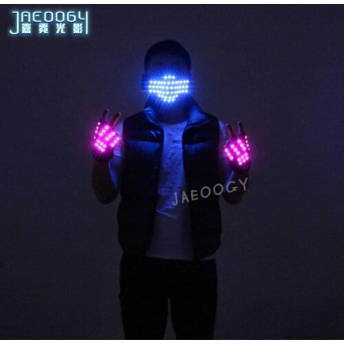 Free Shipping Light LED Gloves Night Field Laser Show Dance Light Mask Robot Dance Fluorescent Creative Props