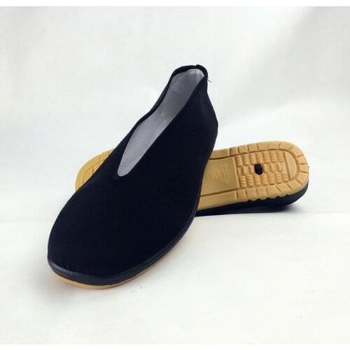 Martial Art Kung Fu Shoes Black Rubber Sole Tai Chi Sneakers Chinese Traditional Old Beijing Shoes For Wing Chun Karate Unisex