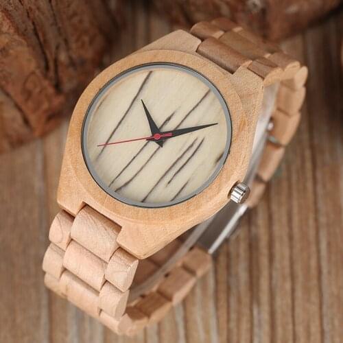 Bamboo Wood Quartz Watch Mens Clock Wooden Bamboo Sport Quartz Wristwatch Pure No Word Face Hodinky Man Full Wooden Watch Hour