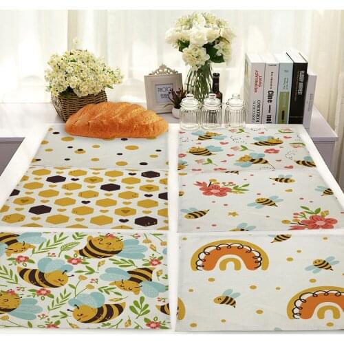 Cartoon bee flower coffee table decor pink kitchen accessories waterproof tablecloth Dining tables Tablecloth for table table