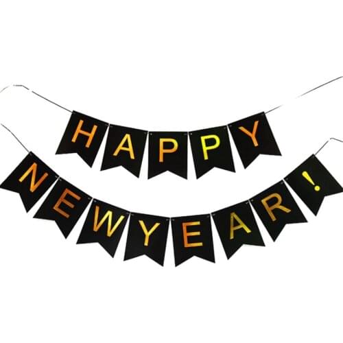 Hot XD-HAPPY NEW YEAR Letters Bunting Banner Hanging Flags New Year Party Decoration