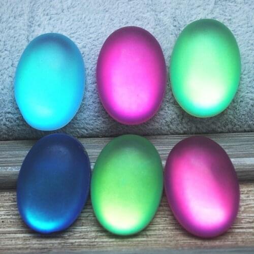 4pcs Frosting Crystal Glass Cabochons for charms women bracelet making oval shape size 18x25mm 4 colors are availables