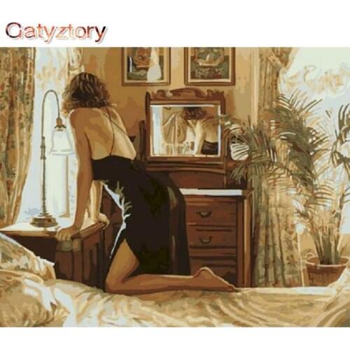 GATYZTORY Bedroom Woman DIY Painting By Numbers Figure HandPainted Oil Painting On Canvas Wall Art Picture 40*50 Home Decor