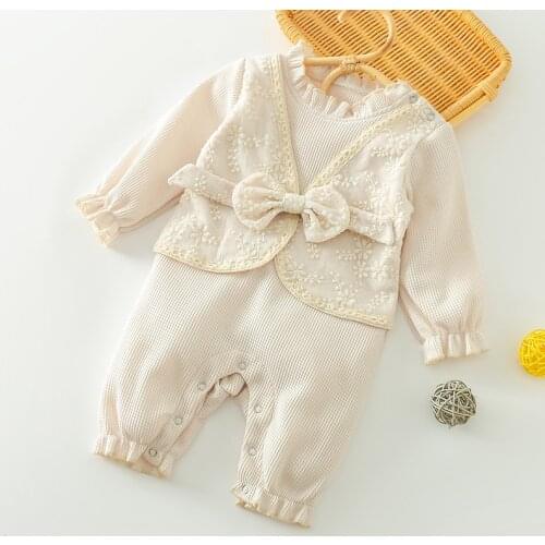 Korean Style Spring Autumn Baby Girls Clothes Newborn Baby Girl Bodysuits Cotton Long Sleeve Toddler Baby Girl Jumpsuit