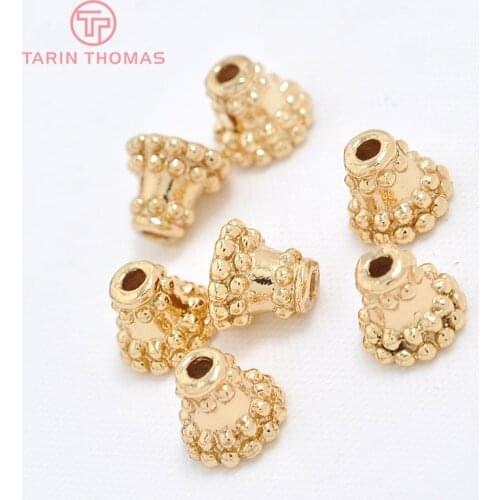 10PCS 8MM 24K Champagne Gold Color Plated Brass Speaker Beads Caps High Quality Diy Jewelry Accessories