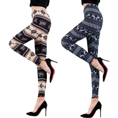 High Waist Leggings Thick Printed Leggings for Workout Winter