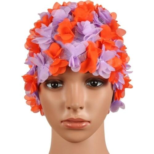 Flower Petals Swimming Cap Hat Free size for Women Petals Bathing Cap Newest 2018