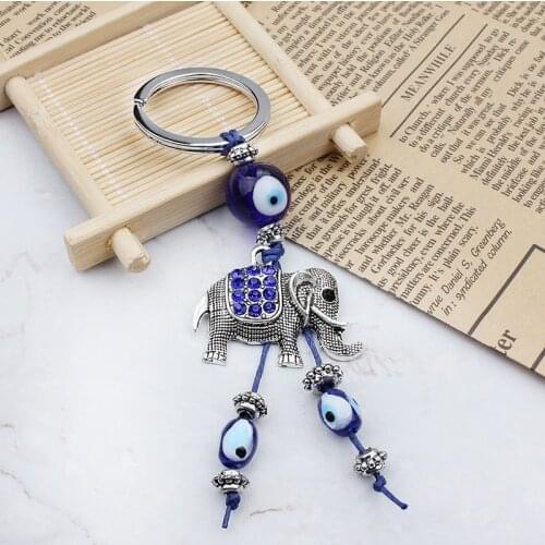 Lucky Elephant Keychain Devils Eye Keychain Blue Eyes Car Key Accessories Pendant
