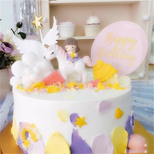 Little girl On Unicorn Cake Topper Girl Unicornio Birthday Cake Decor 1st Princess Birthday Cupcake Decor Happy Birthday Decor