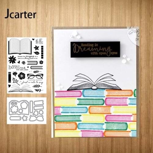 New Design Books Glasses Flowers Metal Cutting Dies and Clear Stamps Craft Stencil Scrapbooking Album Paper Make Template Decor