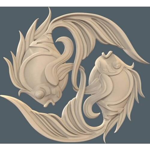 3d STL Model for CNC Router Engraver Carving Machine Relief Artcam Aspire "Fishes Mod22" CNC files (ES)