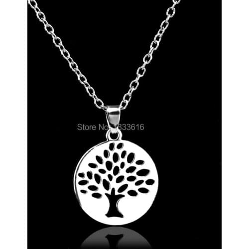 Trendy Hollow Life of Tree Medal Pendant Necklace Women Men Family Best Friends BFF Charm Jewelry Choker Collar Party Prom Gift