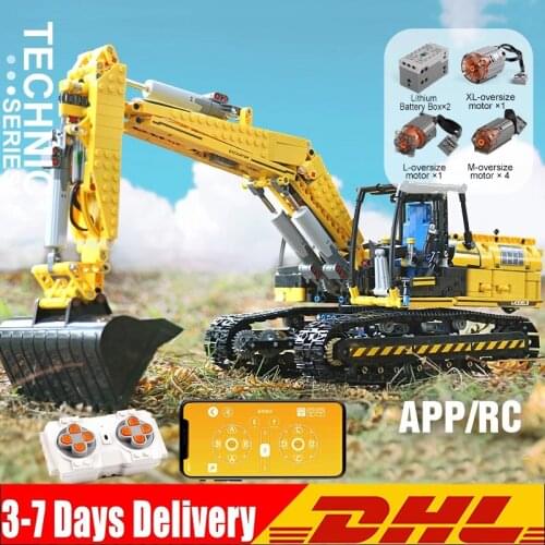 MOULD KING Motorized High-Tech Excavator truck Link Belt 250 X 3 - PF version Truck Model Building Blocks Bricks Kids toys Gifts