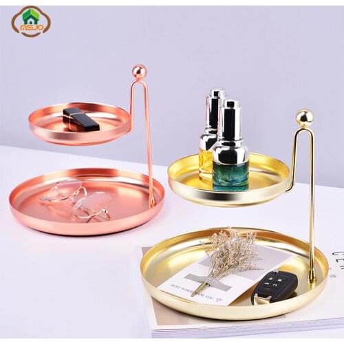 MSJO Makeup Organizer Storage Box for Women Desktop/Bathroom/Kitchen 2 Layers Metal Box INS Style Cosmetice Jewelry Organization