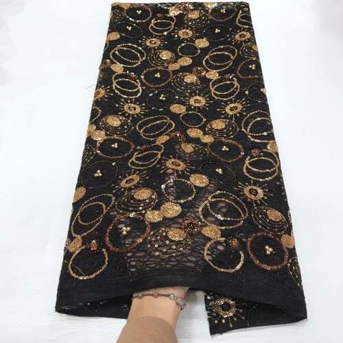 Latest Sequins High Quality African Lace Fabric France Nigerian Sequins with beads Handmade embroidery for Wedding Dress Party