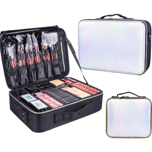 2021 New Professional Cosmetic Bag Portable Partition Large Capacity Beauty Makeup Case