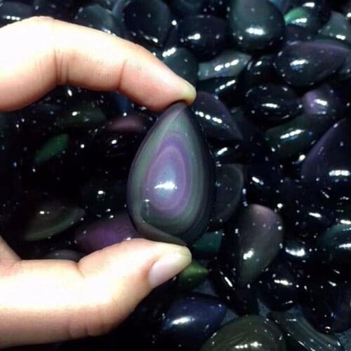 1pc Genuine Natural Rainbow Obsidian Pendant For Women man Natural Water Drop Stone Necklace Pendant