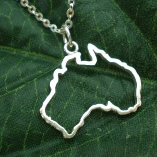 Hollow Outline Australia National urban geography Map Necklace - Sydney, Melbourne, Perth, Brisbane, Tasmania Geek jewelry