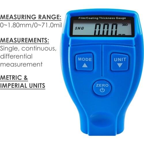 Portable Film Coating Thickness Gauge Tester Meter, Non-magnetic Coating on Metal for Manufacturing, Car Trading, Inspection