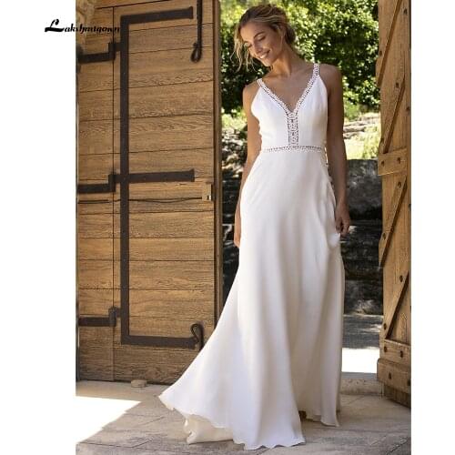 Simple Beach Wedding Dress 2021 Vestido de Novios Robe Princesse A Line Lace Wedding Gown abiti da sposa