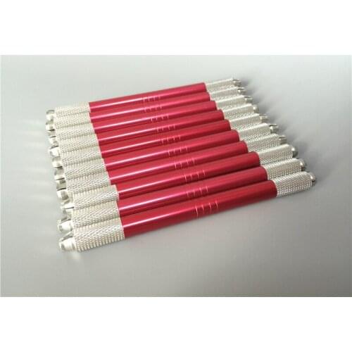 10PCS Handmade Red Colors Permanent Makeup Eyebrow Manual Tattoo Pen For 3D Eyebrow Microblading 2 Head Can Be Used
