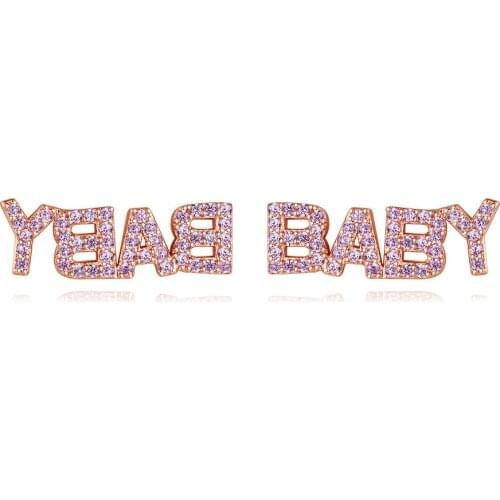 Fashion Women Small BABY Letter Stud Earrings 1 Pair Hyperbole Femme Baby Letter Earrings Punk Dangle Hip-hop Jewelry