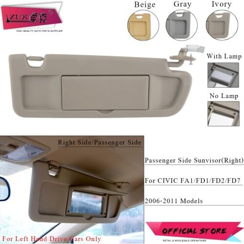ZUK Passenger Right Side Sunvisor Sunshade Sun Shield Antidazzle Visor For HONDA CIVIC FA1 FD1 FD2 2006 2007 2008 2009 2010 2011