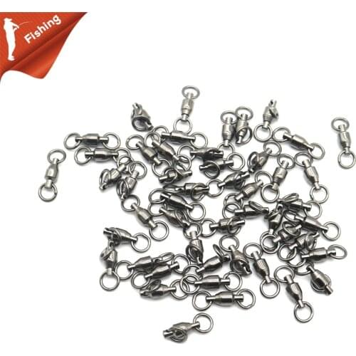 10pcs Heavy Duty Ball Bearing Barrel Fishing Rolling Swivel Stainless Steel Connector Solid Ring Size 0 to 8
