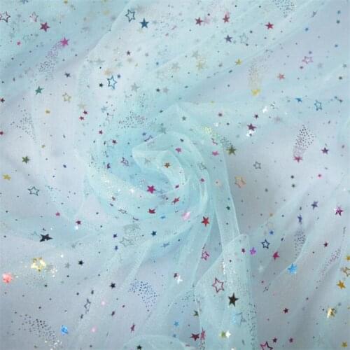 3 Yards Print Colorful Stars Tulle Net Fabric Soft Rainbow Meteor tulle for DIY Sewing Bridal Veil Wedding Dress Birthday Dress