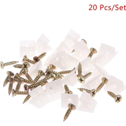 20 Pcs/Set Corner Bracket 45 Degree Angle Plastic Block For Furniture Closet Back Panel W/ Screws