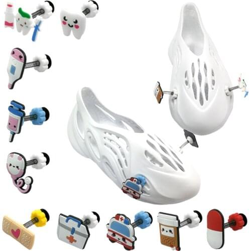 1-10pcs Medical Supply PVC Shoe Decorations Stethoscope Pills Standing Shoe Charms Spring Accessories Shaking Ornament Kids Gift