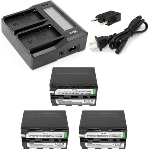 Ultra Fast 3X faster Dual Charger with 3pcs 7200mAh NP-F970 F970 NP-F960 Battery for Sony F975 F970 F960 F950MC1500C 190P 198P