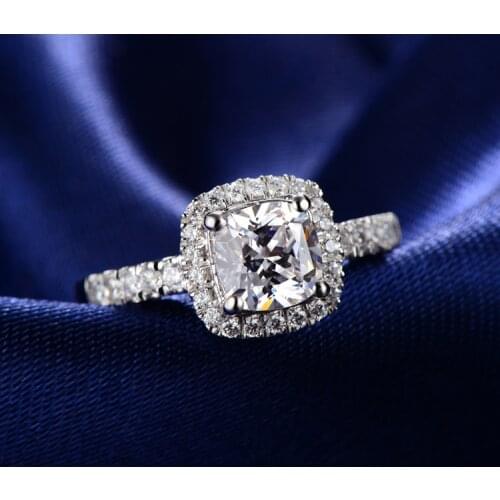 Gorgeous Halo 3Ct Cushion Cut Diamond Engagement Ring Solid 18K White Gold Wedding Ring AU750 Jewelry