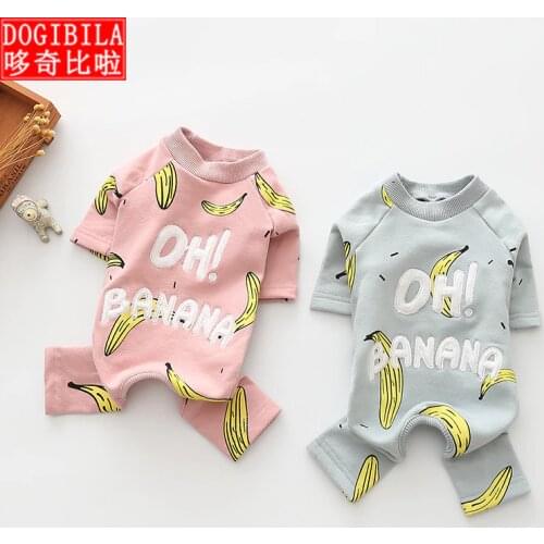 Spring and summer pet clothes dog four legged clothes cotton clothes dog casual cartoon clothes dog clothes