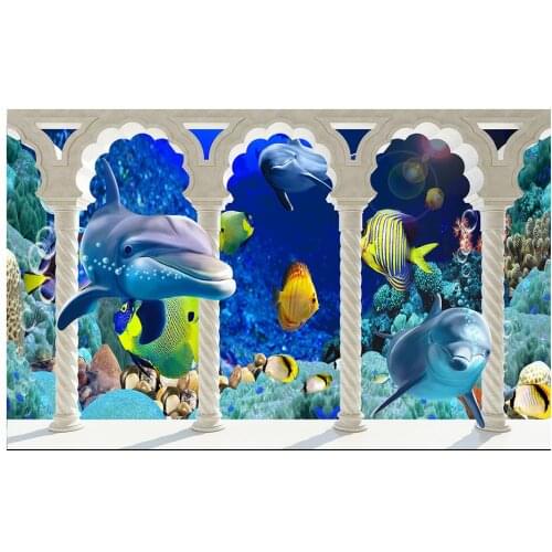 High Quality Hot Sale New custom 3d wallpaper murals 3 d pillars underwater world TV setting wall adornment picture wall decor