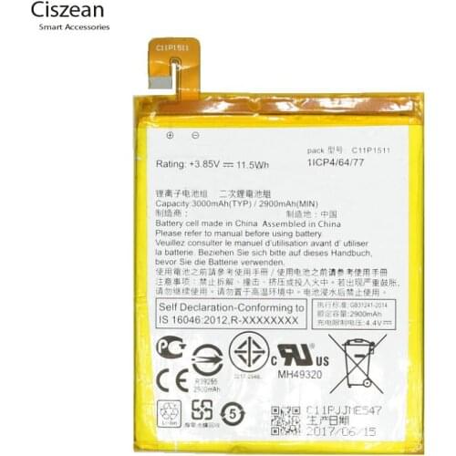 Ciszean High Quality Battery 3000mAh C11P1511 Replacement Battery for Asus ZenFone 3 ZenFone3 Ze552kl Z012da/e