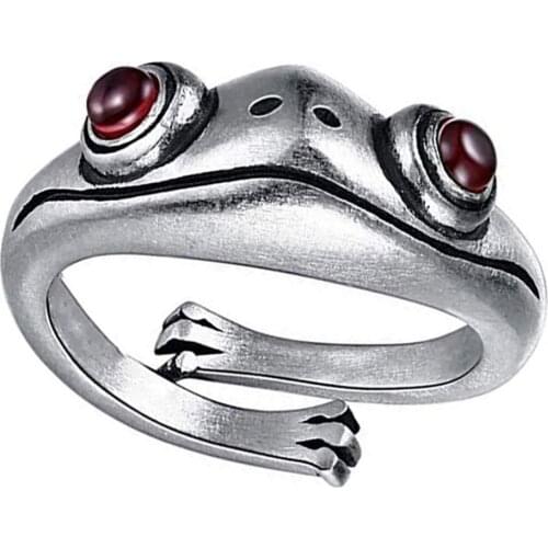 Wgoud Cute Animal Frog Adjustable Finger Ring For Women Men Vintage Punk Creative Animal Figure Ring Craft souvenirs