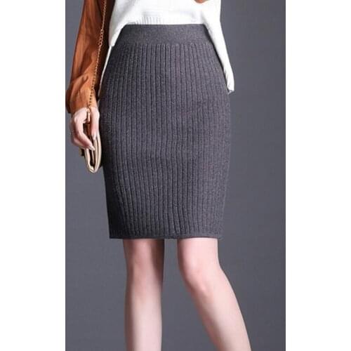 2020 Women Autumn Winter Knitted SKirt Fashion Female High waist Split Pencil Skirt Skirts Women S401