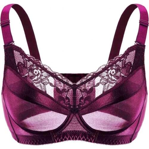 Womens Full Figure Beauty Lace Non Padded Underwire Minimizer Bra Plus Size 34 36 38 40 42 44 46 48 B C D E F G H