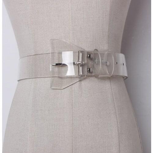 Womens runway fashion transparent PVC Cummerbunds female Dress Corsets Waistband Belts decoration wide belt TB1288