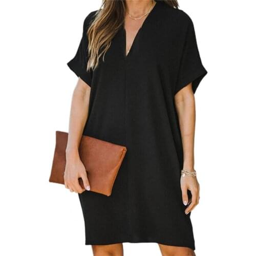 Women Dress Solid Color Short Sleeve Back Hollow Out Butterfly Loose Knee-length Dress Streetwear vestidos платья для женщин