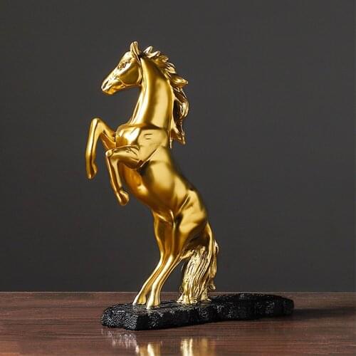 Golden Statue Resin Horse Sculpture Handicraft Desktop Furnishings Home decor Cabinet Decoration figurines miniatures