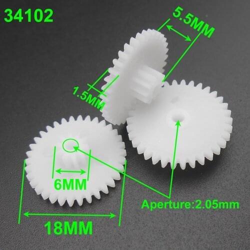 10000Pcs X 0.5 Modulus 0.5M Double Gear Reduction Bilayer Gears 34 Teeth + 10 Teeth Aperture 2MM 2.05mm 2B Loose Fitting 34T 10T