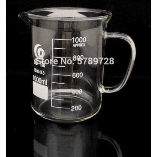 1PC clear glass beaker with handle,3.3 borosilicate glass laboratory thickened glassware capacity 50ml to 2000ml