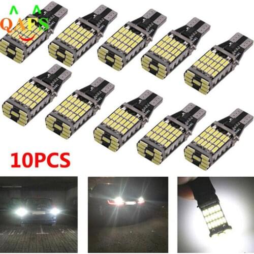 10Pcs White 45 SMD 4014 T15 W16W LED Car Reverse Back Light Bulb 6000K